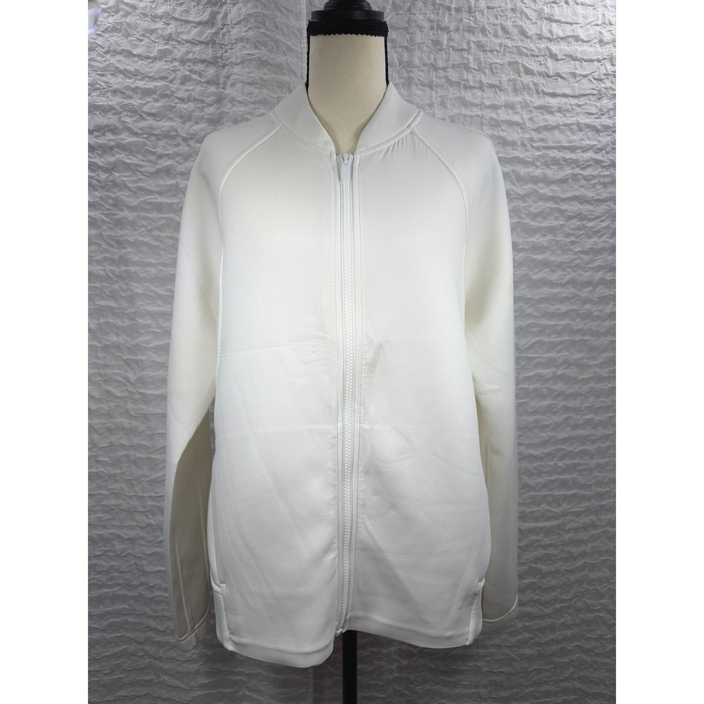 Lululemon Going Places Jacket White Full Zip Bomber Style Stretch Size 10